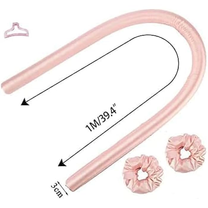 Premify Pink Heatless Hair Curlers for Medium & Long Hair - Hair Curler, Heat Silk Curls Headband, Scrunchies and Hair Clip - Curling Rod, Hair Roller Ribbon for DIY, Hair Styling Tools Heatless - Image 2